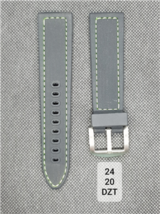 بند ساعت مچی رابر مشکی دوخت سبز سایز 24 RUBBER STRAP 