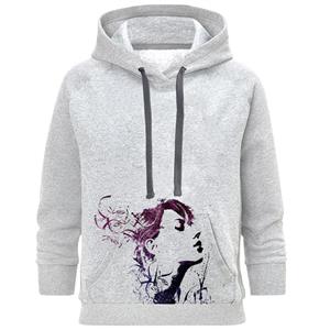 هودی زنانه طرح نقاشی دختر بنفش C42