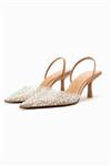 کفش پاشنه بلند اورجینال زنانه برند زارا Zara مدل HIGH-HEEL SLINGBACK SHOES WITH FAUX PEARLS کد 2815/110