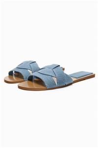 صندل اورجینال زنانه برند زارا Zara مدل FLAT DENIM SLIDER SANDALS کد 2629/110