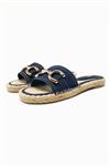 صندل اورجینال زنانه برند زارا Zara مدل DENIM AND JUTE FLAT SLIDER SANDALS کد 2652/210