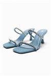 صندل اورجینال زنانه برند زارا Zara مدل DENIM HIGH-HEEL SANDALS WITH RHINESTONES کد 2348/210