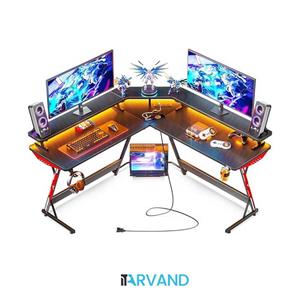 میز گیمینگ شکل L با چراغ های LED مدل MOTPK L Shaped Gaming Desk - ارسال 10 الی 15 روز کاری