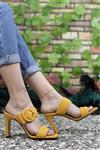Riccon کفش پاشنه دار کلاسیک دمپایی بلند زنانه زرد 0012902