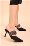 Tonny Black کفش پاشنه دار کلاسیک زنانه دمپایی نوک تیز دوزی شده با سنگ سری Gecce مشکی