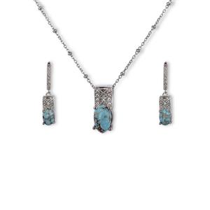 نیم ست فیروزه نقره ای مدل لوکسیس کد 044