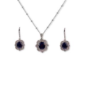 نیم ست یاقوت کبود نقره مدل سیلوراز کد 069