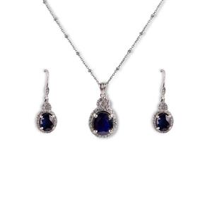 نیم ست یاقوت کبود نقره مدل سوآریس کد 070