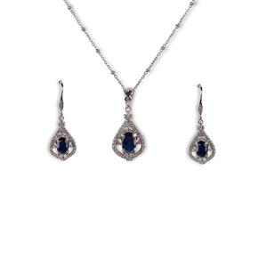 نیم ست یاقوت کبود نقره مدل زنیتیا کد 071