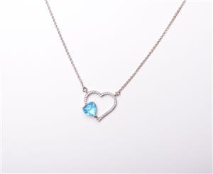 گردنبند قلب با نگین آبی کد 086
