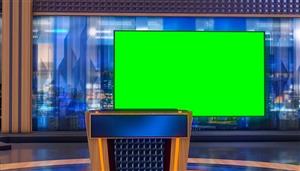 دانلود فوتیج پرده سبز کروماکی استودیو خبری مجازی