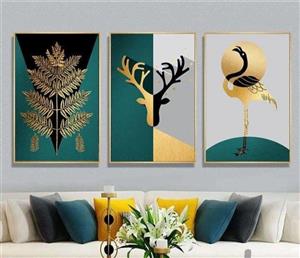 تابلو بوم سه تکه طرح جنگل گرافیکی کد 38