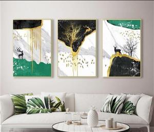 تابلو بوم طرح جنگل گرافیکی سه تیکه کد ۴۰