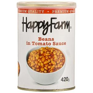 کنسرو لوبیا چیتی در سس گوجه فرنگی هپی فارم مقدار 400 گرم Happy Farm Beans In Tomato Sauce 400gr 