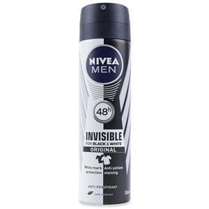 اسپری مردانه نیوآ مدل Invisible Black and White Original حجم 150 میلی لیتر Nivea Invisible Black and White Original for Men 150ml