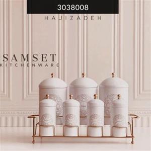 سام ست گاردنیا پاسماوری 8 پارچه سفید درب سفید نوک طلایی SET-3038008