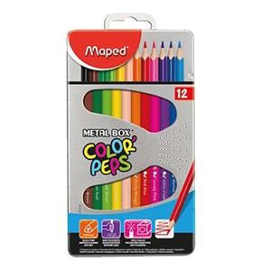 مداد رنگی 12 رنگ مپد مدل کالر پپس با جعبه فلزی Maped Color Peps Metal Box 12 Color Pencil