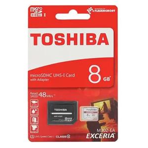 کارت حافظه microSDHC توشیبا مدل EXCERIA M302-EA کلاس 10 استاندارد UHS-I U3 سرعت 90MBps همراه با آداپتور SD ظرفیت 8 گیگابایت
