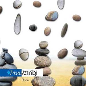 پرده حمام 140 × 200 رزین تاژ طرح تکه سنگ قهوه ای