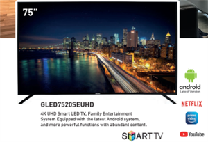  تلویزیون هوشمند جیپاس 75 اینچ مدل gled7520seuhd