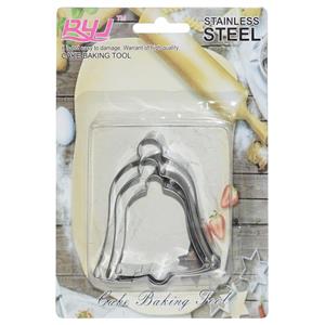 کاتر شیرینی و بیسکوییت استاینلس استیل مدل  زنگوله بسته 3 عددی