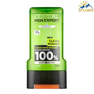 ژل حمام مردانه لورئال Loreal سری Expert مدل  Clean Power، حجم 300 میلی لیتر