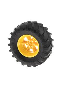 لگو لوازم جانبی Custom Technic MOC Wheel مشکی Giant Size Tractor 107 x 44R Yellow Rim 4 pc