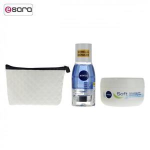 محلول پاک کننده آرایش چشم و کرم نرم کننده نیوآ به همراه کیف آرایشی Nivea Eye Remover And Soft Cream With Makeup Bag