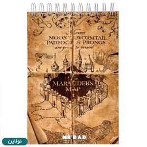 دفتر یادداشت طراحی 50 برگ سیمی کاغذ کرافت مستر راد طرح نقشه گنج هری پاتر 