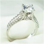 انگشتر نقره زنانه تک نگین الماس اتمی آبکاری طلا سفید سولیتر نامزدی آقابزرگ