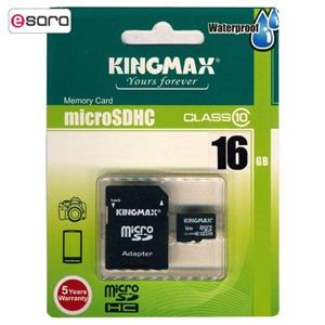 کارت حافظه microSDHC کینگ مکس کلاس 10 به همراه آداپتور SD ظرفیت 16 گیگابایت Kingmax Class 10 microSDHC With Adapter - 16GB