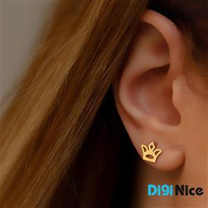 گوشواره میخی طلا 18 عیار طرح تاج (کد DN-GE0216)