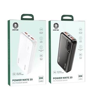 پاوربانک 20000 میلی آمپر 22.5 وات پاور میت گرین Green Lion Power Mate 20 PD Power Bank مدل GNPWMPDPB20BK