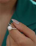 انگشتر جواهری نقره مروارید اصل زنانه کد 10320