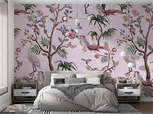 کاغذ دیواری شاخه برگ پرنده M10250100