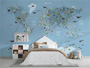 کاغذ دیواری نقشه جهان کودکانه M10242700