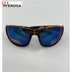 عینک آفتابی زنانه لاکچری پلنگی با لنز آبی آینه‌ای 1568