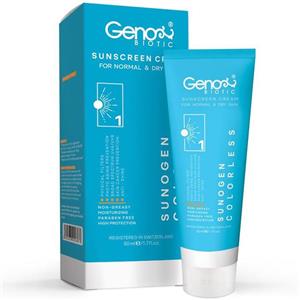 کرم ضد آفتاب بی رنگ مناسب پوست خشک و نرمال ژنو SPF50 مدل Sunogen وزن 50 گرمی