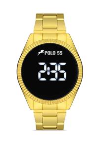 ساعت مچی لمسی فلزی دیجیتالی طلایی مردانه برند Polo55 کد 1700478009 
