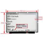 ال ای دی لپ تاپ 15.6 AUO B156HAK02.3_Touch نازک مات 40 پین FHD-EDP بدون جاپیچ 350x216x3.2mm برای دل
