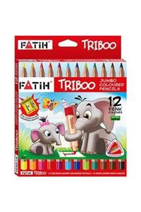 فاتیح 12 رنگ جامبو خشک مداد تراش هدیه Triboo Jumbo Dry Color جعبه مقوایی FTH-KURUBY-12RENK-JUMBO 