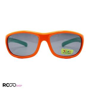 عینک آفتابی بچگانه پلاریزه با فریم ژله‌ای، نارنجی و دسته سبز مدل P5018