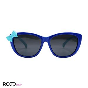 عینک آفتابی پلاریزه بچگانه با فریم گربه ای، پاپیون دار و آبی مدل 8198