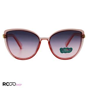 عینک آفتابی بچه‌گانه با فریم گربه‌ای و صورتی و لنز دو رنگ مدل 3099