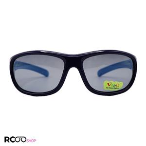 عینک آفتابی بچه‌گانه پلاریزه با فریم ژله‌ای، سرمه‌ای و دسته آبی مدل P5018