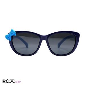 عینک آفتابی پلاریزه بچه‌گانه با فریم گربه‌ای، پاپیون دار و سرمه ای مدل 8198