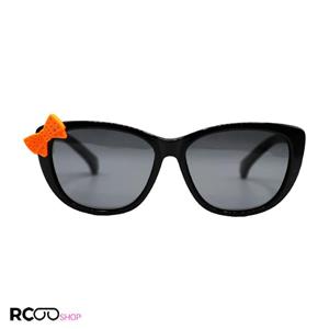 عینک آفتابی پلاریزه بچه‌گانه با فریم گربه‌ای، پاپیون دار و مشکی مدل 8198