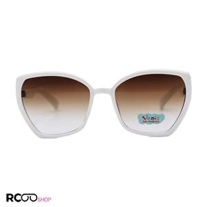 عینک آفتابی بچه‌گانه با فریم سفید رنگ، پروانه‌ای با لنز قهوه‌ای هایلایت مدل 3083