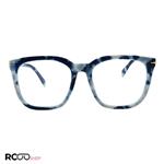 عینک طبی مربعی شکل، آبی و سفید با فریم کائوچو برند David Bekham مدل 969