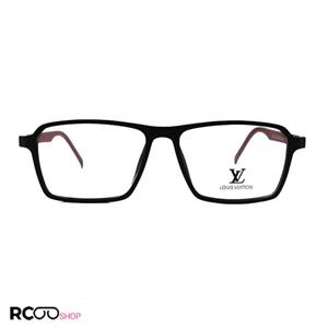 عینک طبی مربعی شکل با فریم مشکی رنگ، TR90 و دسته فنری و قرمز مدل T2724 